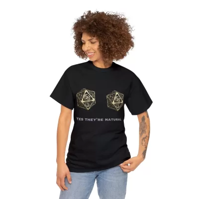 Natural D20 | Unisex T-shirt | Dungeons and Dragons Style | Pathfinder Style | Fantastic Gift | Metal D20 Shirt | Dragon Dice Shirt - Image 4