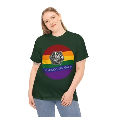 Chaotic Gay | Unisex T-shirt | Dungeons and Dragons Style | Pathfinder Style | Fantastic Gift | Metal D20 Shirt | Dragon Dice Shirt - Image 52