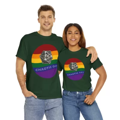 Chaotic Gay | Unisex T-shirt | Dungeons and Dragons Style | Pathfinder Style | Fantastic Gift | Metal D20 Shirt | Dragon Dice Shirt - Image 58