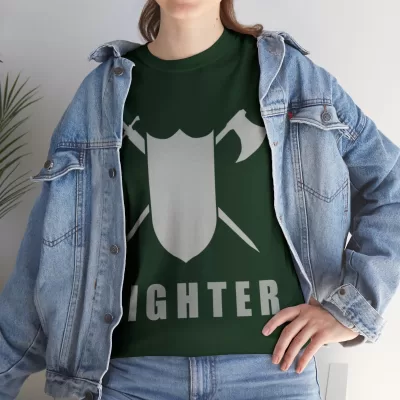 Fighter | Unisex T-shirt | Dungeons and Dragons Style | Pathfinder Style | Fantastic Gift | Metal D20 Shirt | Dragon Dice Shirt - Image 45