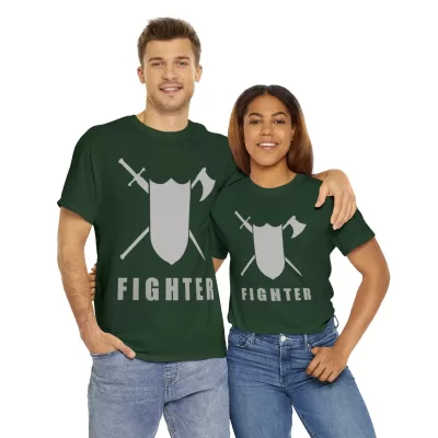 Fighter | Unisex T-shirt | Dungeons and Dragons Style | Pathfinder Style | Fantastic Gift | Metal D20 Shirt | Dragon Dice Shirt - Image 46