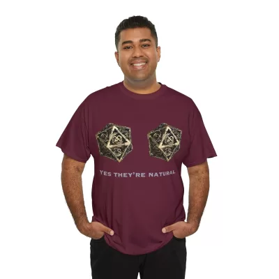Natural D20 | Unisex T-shirt | Dungeons and Dragons Style | Pathfinder Style | Fantastic Gift | Metal D20 Shirt | Dragon Dice Shirt - Image 32