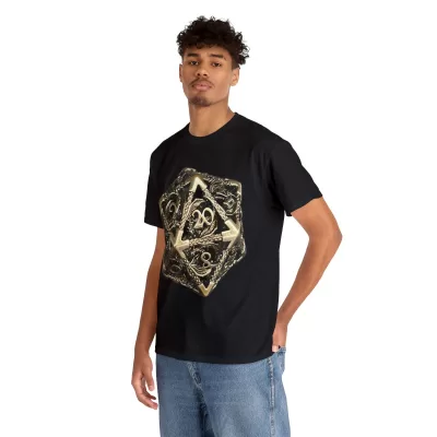 Metal D20 | Unisex T-shirt | Dungeons and Dragons Style | Pathfinder Style | Fantastic Gift | Dragon Shirt | DND Gift - Image 6