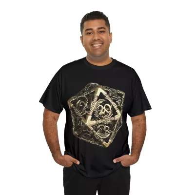 Metal D20 | Unisex T-shirt | Dungeons and Dragons Style | Pathfinder Style | Fantastic Gift | Dragon Shirt | DND Gift - Image 8