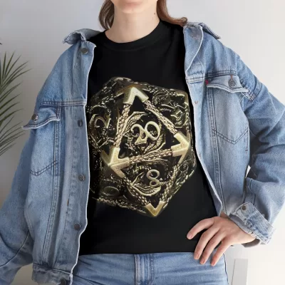 Metal D20 | Unisex T-shirt | Dungeons and Dragons Style | Pathfinder Style | Fantastic Gift | Dragon Shirt | DND Gift - Image 9