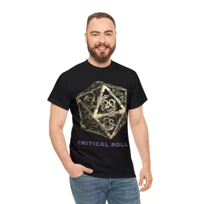Critical Roll | Unisex T-shirt | Dungeons and Dragons Style | Pathfinder Style | Fantastic Gift | Metal D20 Shirt | Dragon Dice Shirt