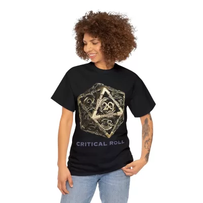 Critical Roll | Unisex T-shirt | Dungeons and Dragons Style | Pathfinder Style | Fantastic Gift | Metal D20 Shirt | Dragon Dice Shirt - Image 4