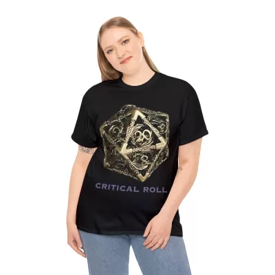 Critical Roll | Unisex T-shirt | Dungeons and Dragons Style | Pathfinder Style | Fantastic Gift | Metal D20 Shirt | Dragon Dice Shirt - Image 5