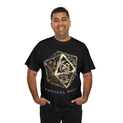 Critical Roll | Unisex T-shirt | Dungeons and Dragons Style | Pathfinder Style | Fantastic Gift | Metal D20 Shirt | Dragon Dice Shirt - Image 8