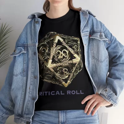 Critical Roll | Unisex T-shirt | Dungeons and Dragons Style | Pathfinder Style | Fantastic Gift | Metal D20 Shirt | Dragon Dice Shirt - Image 9