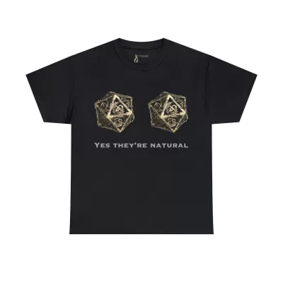 Natural D20 | Unisex T-shirt | Dungeons and Dragons Style | Pathfinder Style | Fantastic Gift | Metal D20 Shirt | Dragon Dice Shirt - Image 2