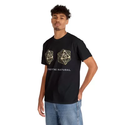 Natural D20 | Unisex T-shirt | Dungeons and Dragons Style | Pathfinder Style | Fantastic Gift | Metal D20 Shirt | Dragon Dice Shirt - Image 7