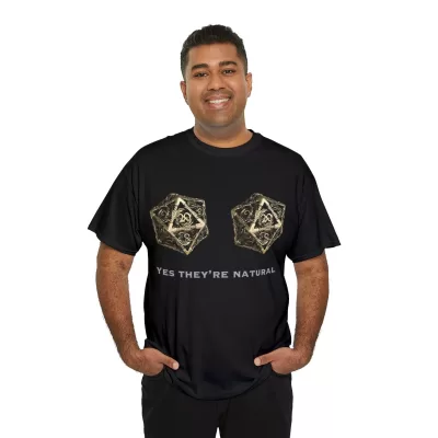 Natural D20 | Unisex T-shirt | Dungeons and Dragons Style | Pathfinder Style | Fantastic Gift | Metal D20 Shirt | Dragon Dice Shirt - Image 8
