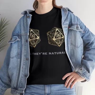 Natural D20 | Unisex T-shirt | Dungeons and Dragons Style | Pathfinder Style | Fantastic Gift | Metal D20 Shirt | Dragon Dice Shirt - Image 9
