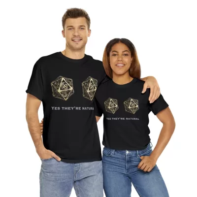 Natural D20 | Unisex T-shirt | Dungeons and Dragons Style | Pathfinder Style | Fantastic Gift | Metal D20 Shirt | Dragon Dice Shirt - Image 10