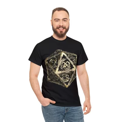 Metal D20 | Unisex T-shirt | Dungeons and Dragons Style | Pathfinder Style | Fantastic Gift | Dragon Shirt | DND Gift