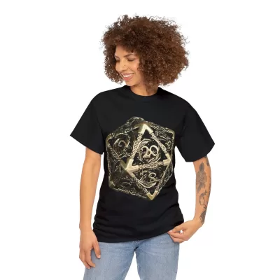 Metal D20 | Unisex T-shirt | Dungeons and Dragons Style | Pathfinder Style | Fantastic Gift | Dragon Shirt | DND Gift - Image 4